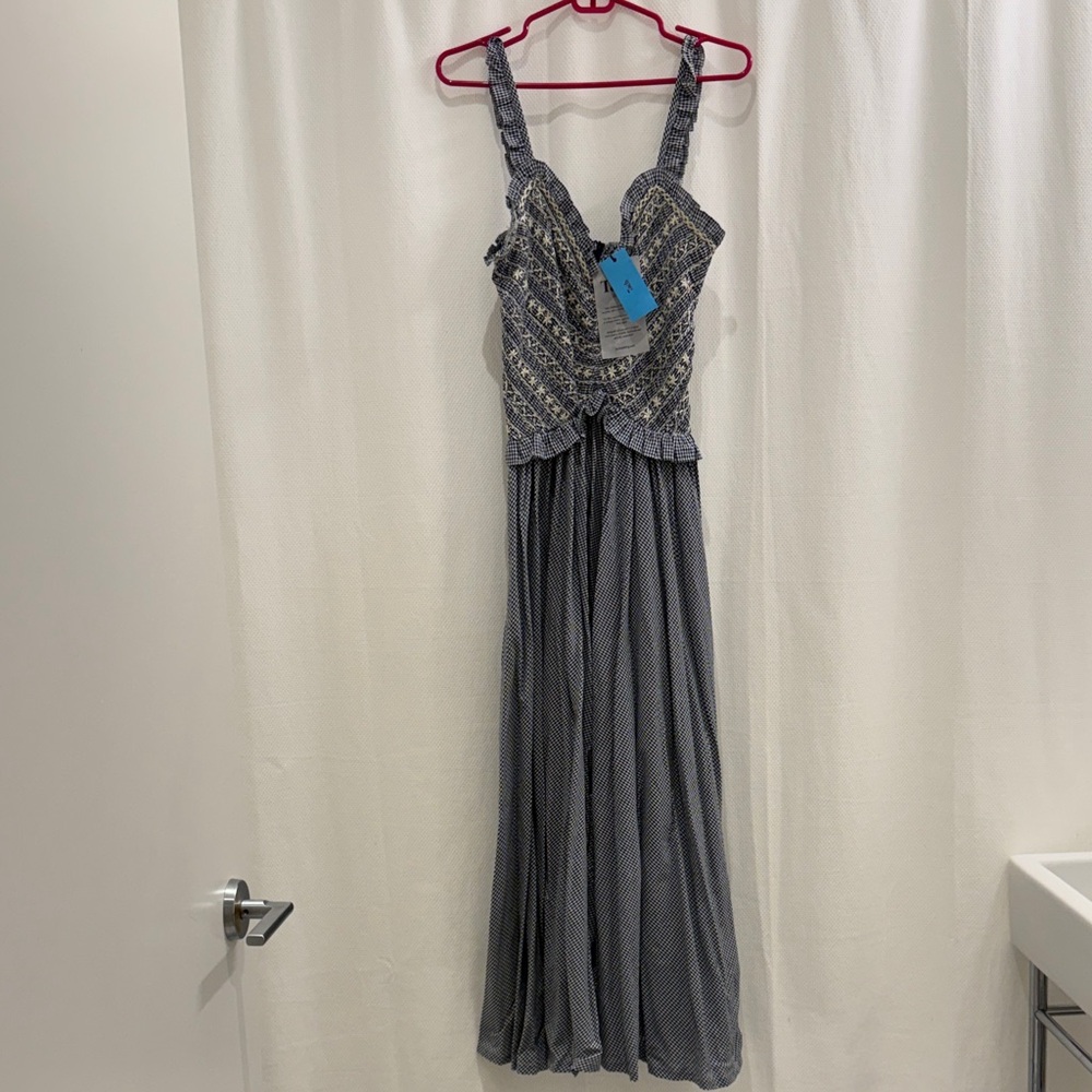 TACH Blue and White Patterned Maxi Dress